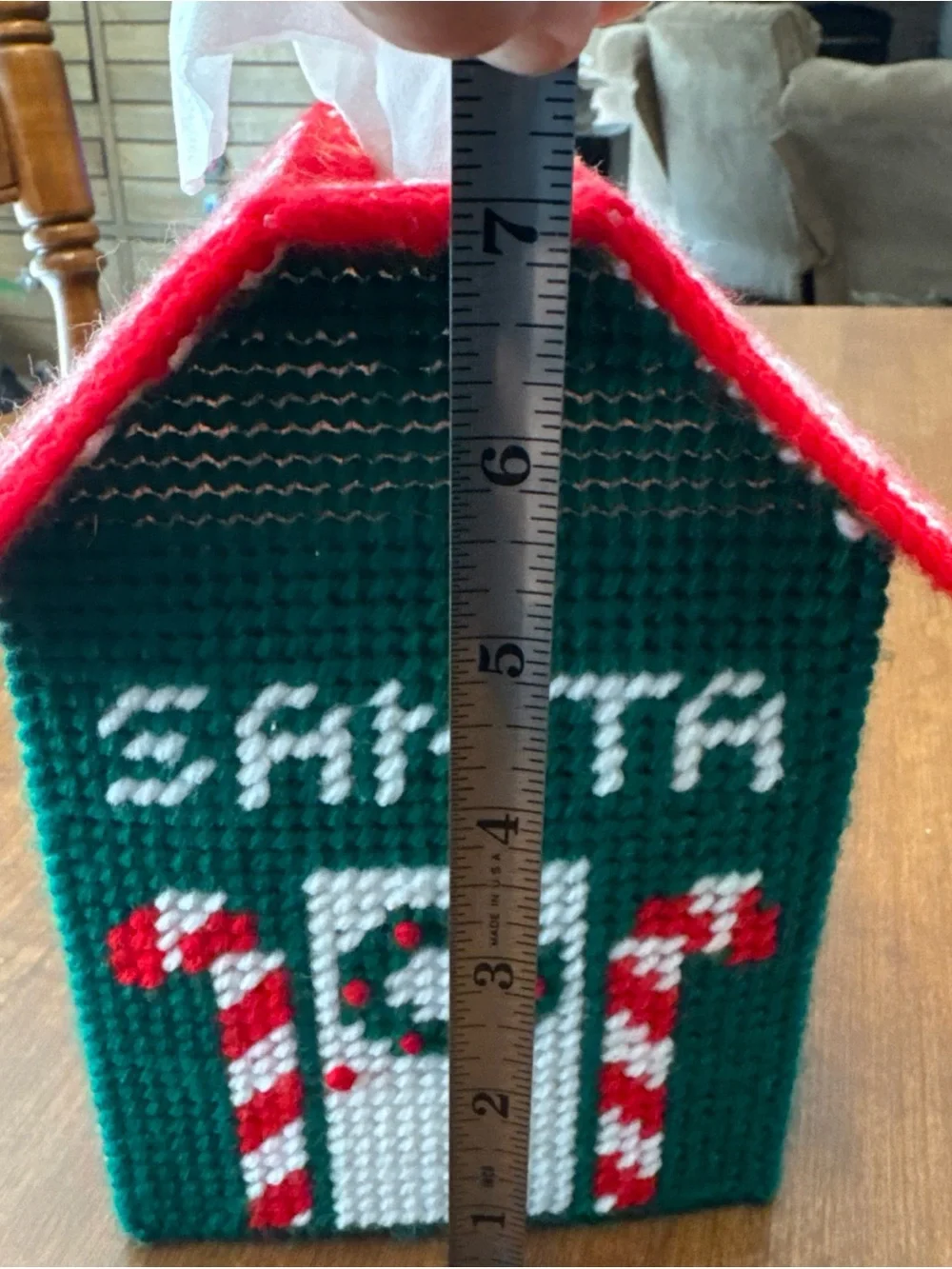Green and Red Santa House Holiday Tissue Box Cover